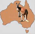 map of Australia with red kangaroo